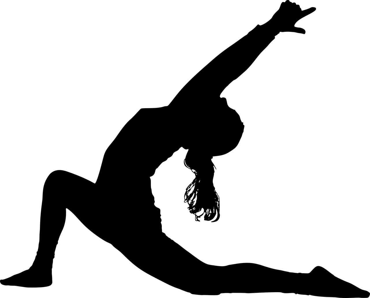 Silhouette of a person in a crescent lunge yoga pose