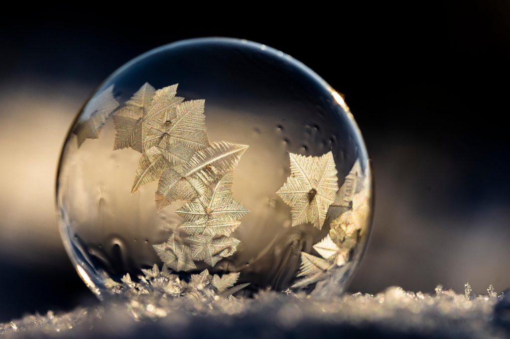 Ice crystals in a bubble